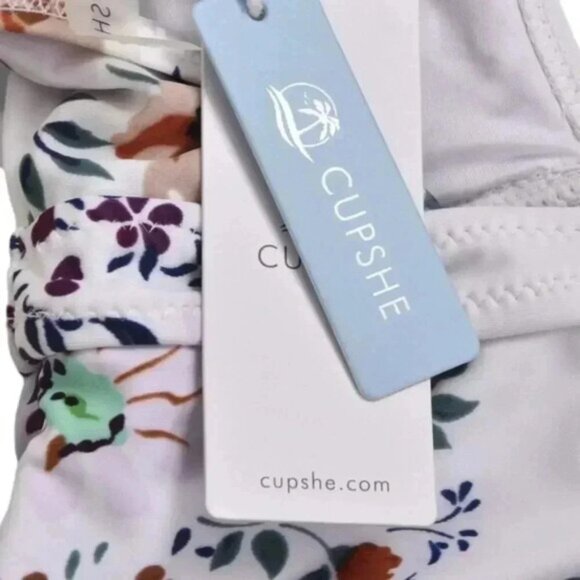 NWT CUPSHE Womens Floral Rose Garden Cross Ruched Wrap One Piece Swimsuit Small - Picture 9 of 11